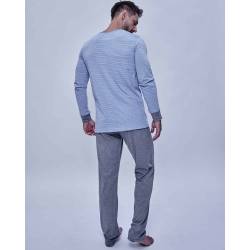 Pijama Hombre Eyelit a Rayas Celeste Talle XL