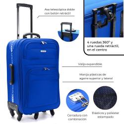 Valija 5 Ruedas Check In Azul