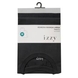 Pack x2 Remeras Hombre Izzy Manga Larga Negras Talle XXL