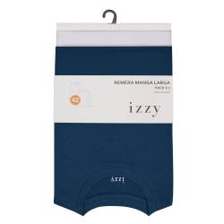 Pack x2 Remeras Mujer Izzy Manga Larga Azul y Blanca Talle 40