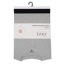 Pack x2 Remeras Mujer Izzy Manga Larga Negra y Gris Talle 44