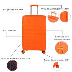 Valija 4 Ruedas Earth 360 56cm Naranja