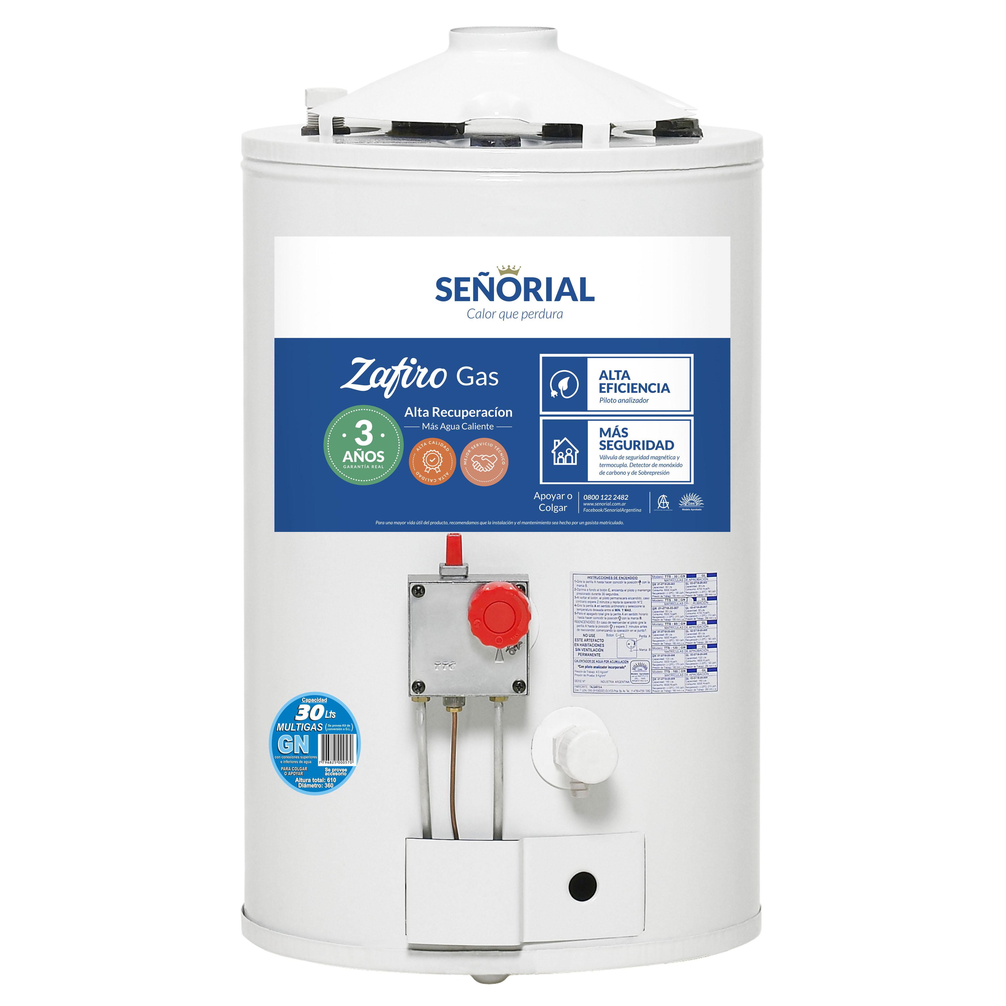 Termotanque a Gas Señorial 30 Lts TSZ-30