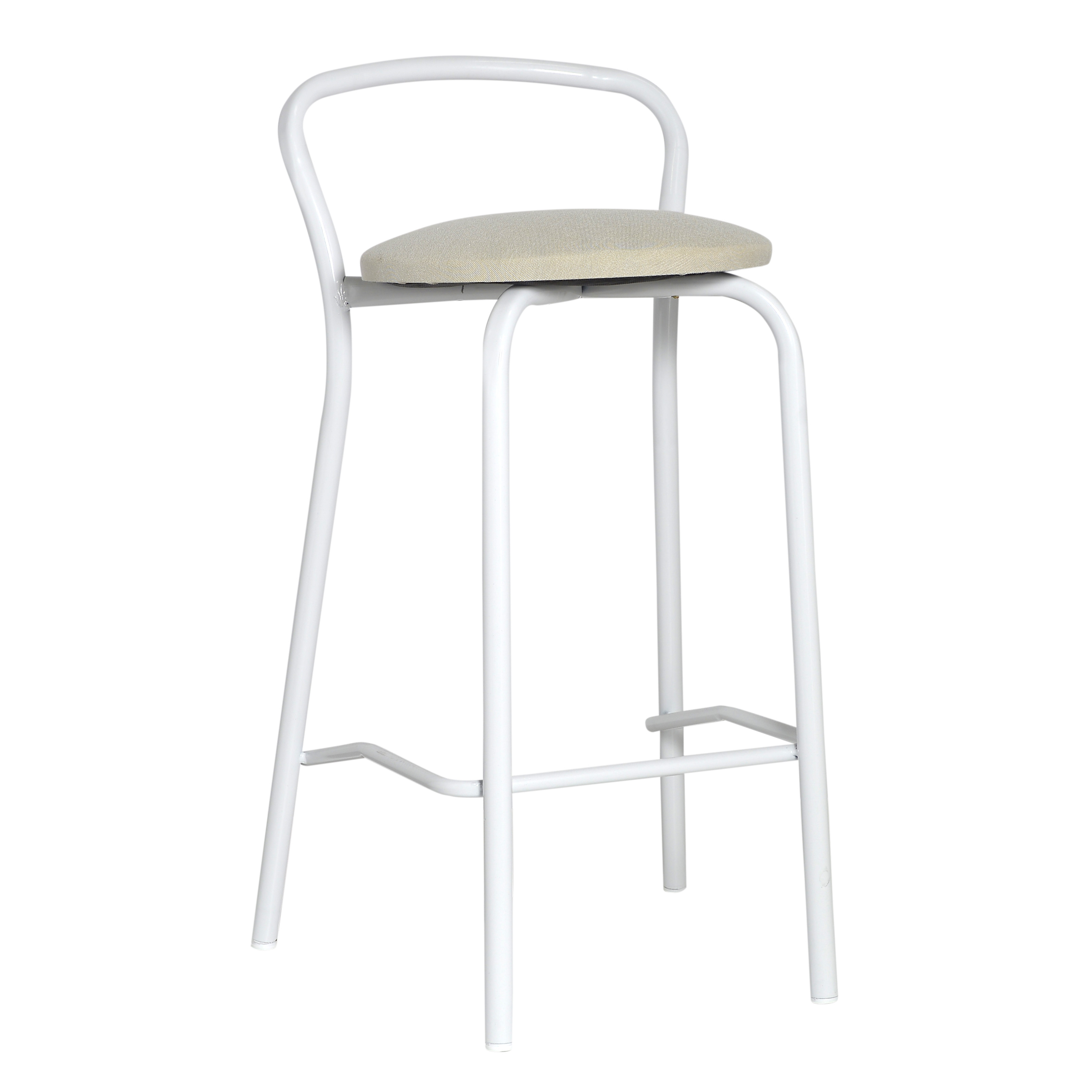 Banqueta Alta con Respaldo Dielfe Chenille  y Metal Blanca x2 Unidades