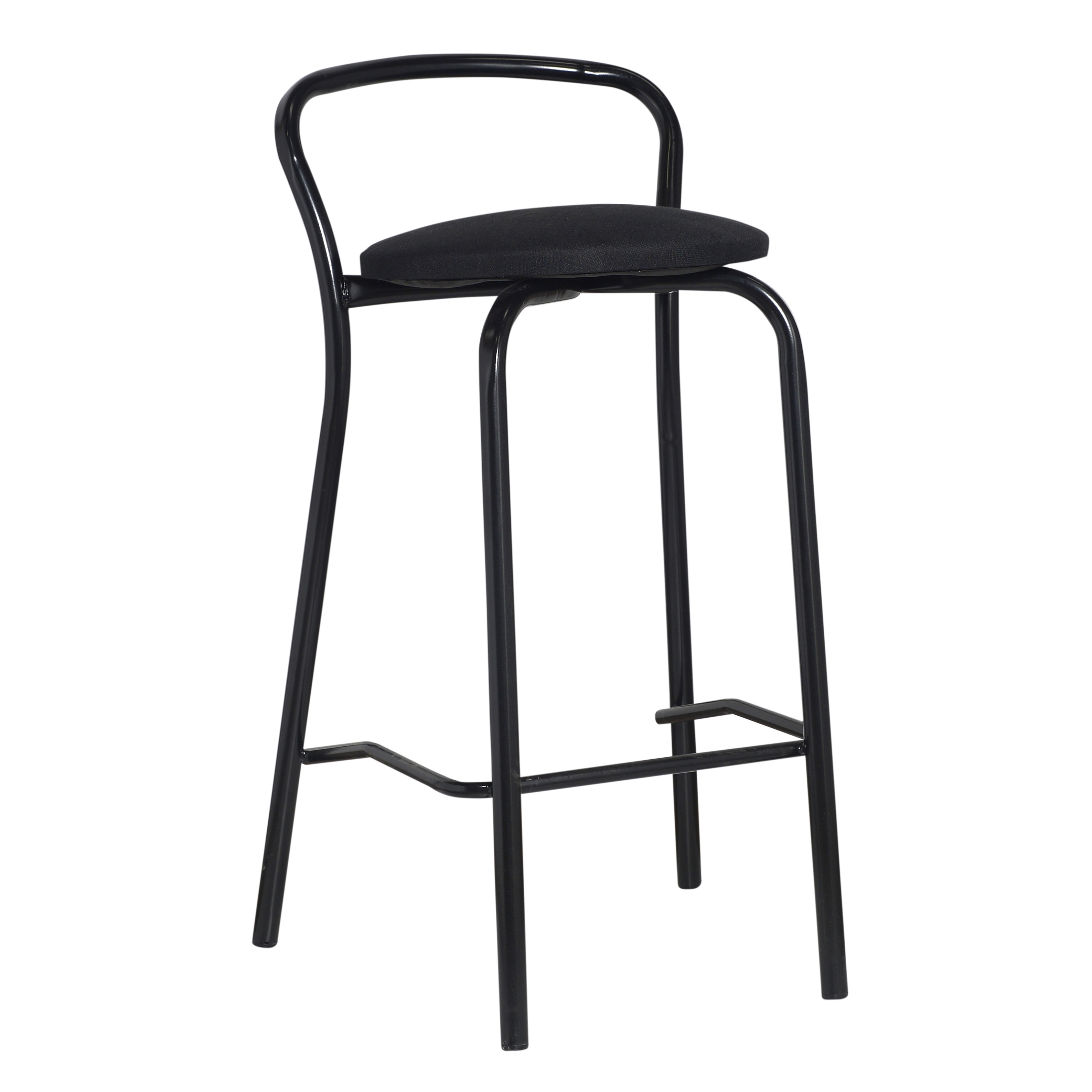 Banqueta Alta con Respaldo Dielfe Chenille y Metal Negra x 2 Unidades