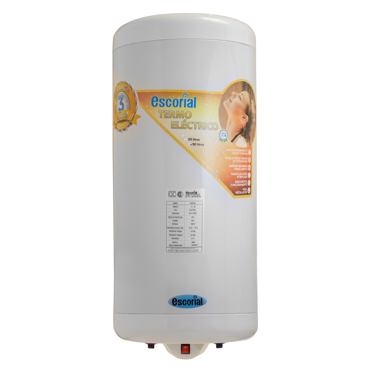 Termotanque Eléctrico Escorial 90 Lts