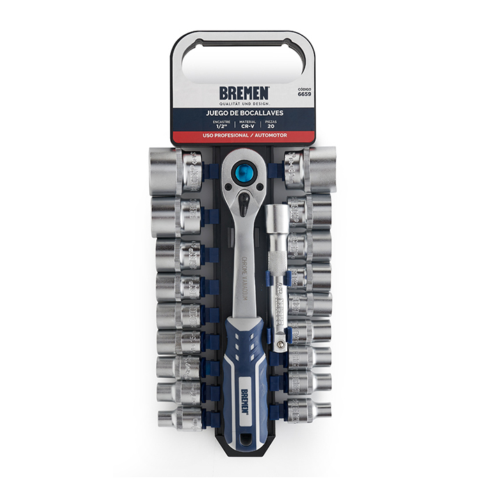 Juego de Bocallaves y Accesorios Portátil Bremen 20 Piezas