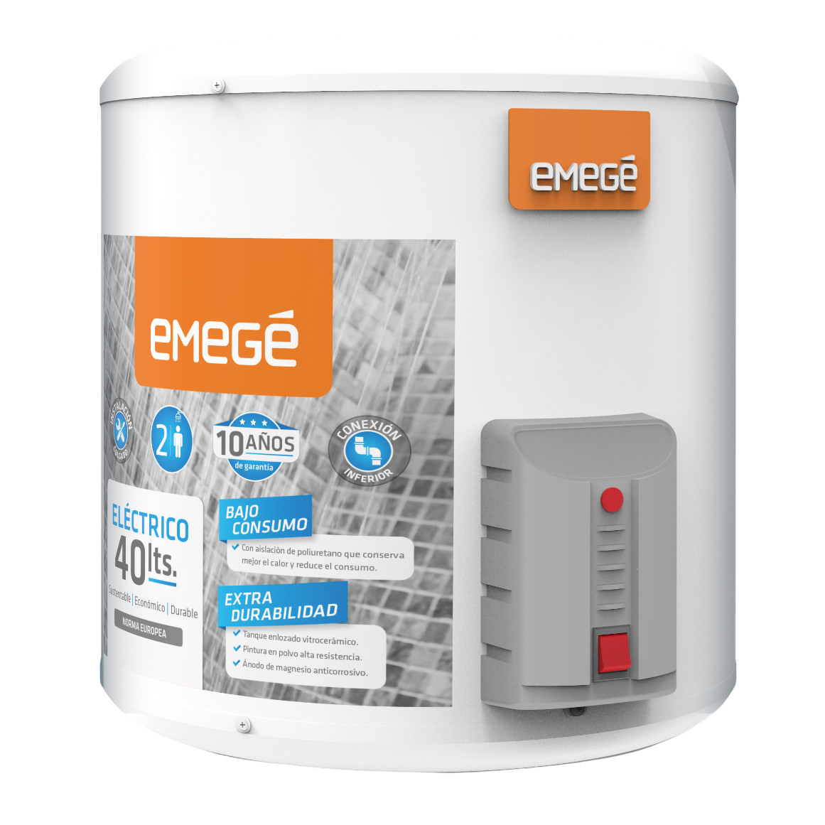 Termotanque Eléctrico Emege 40 Lts TE40 Eléctrico