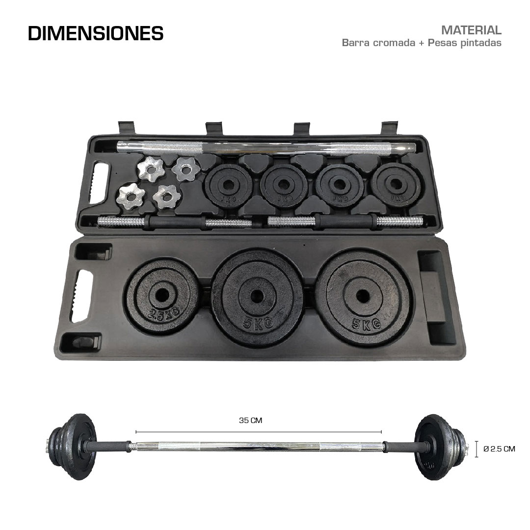 Set de Barras y Pesas Biosports 30 Kg