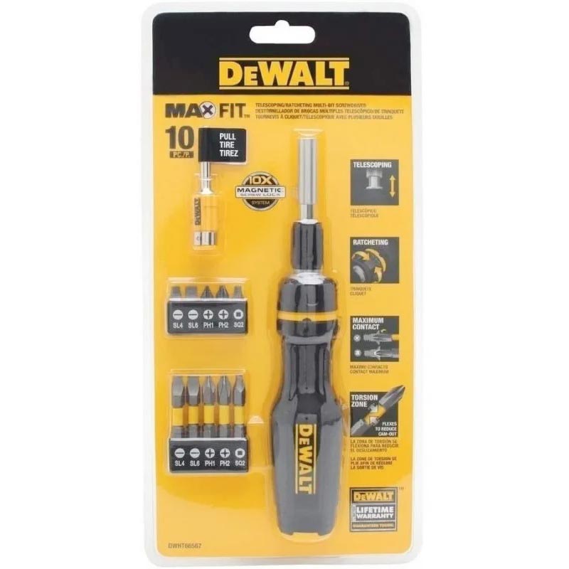 Kit Destornillador y Puntas 10 Piezas Dewalt DWHT66567