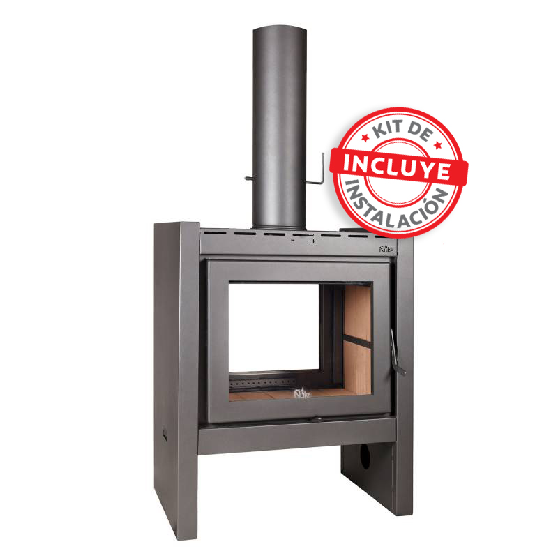 Estufa a Leña Ñuke Lapacho 85DF Con Kit 8" 21000K
