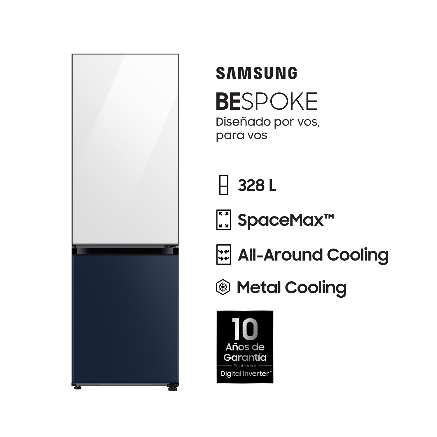 Heladera No Frost Samsung Inverter 328 Lts RB33A3070WN Blanco-Azul