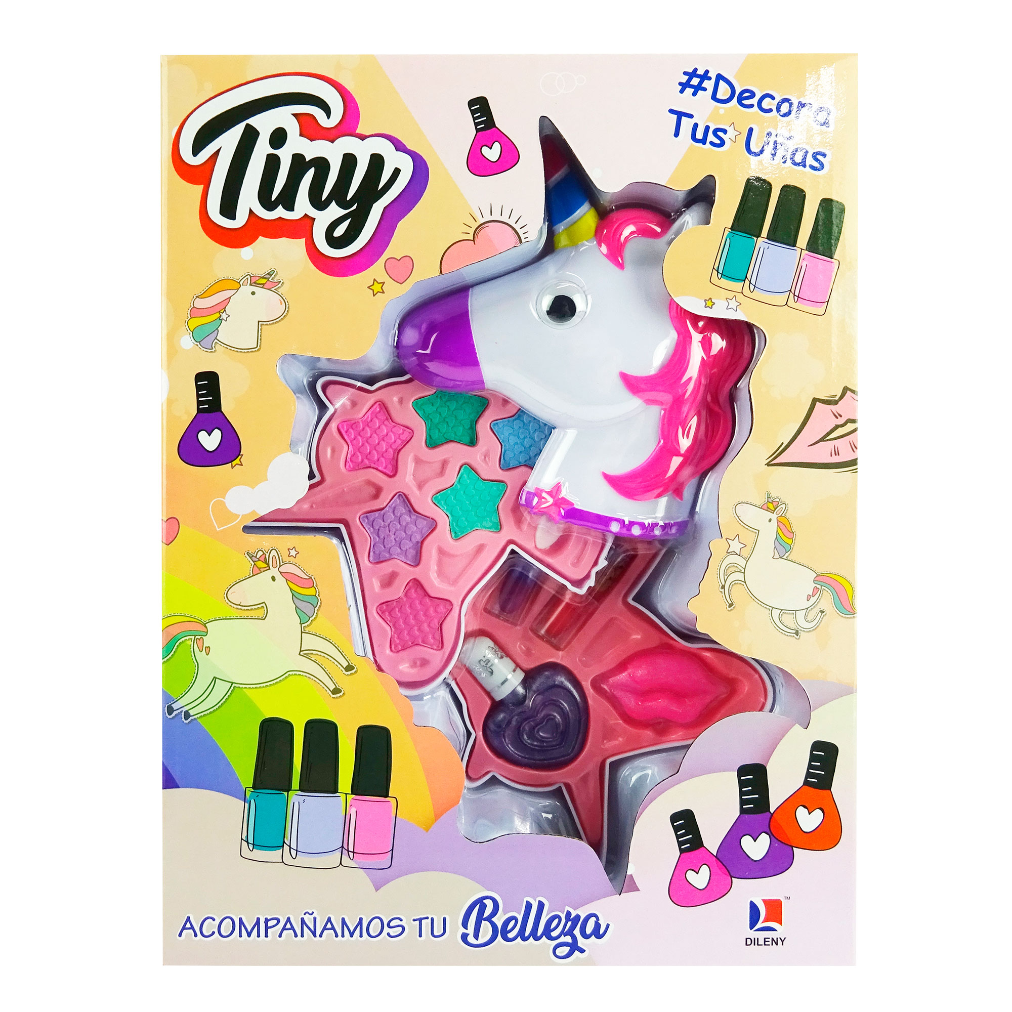Set De Maquillaje Unicornio Fashion En Caja Con Sombra Y Esmaltes 