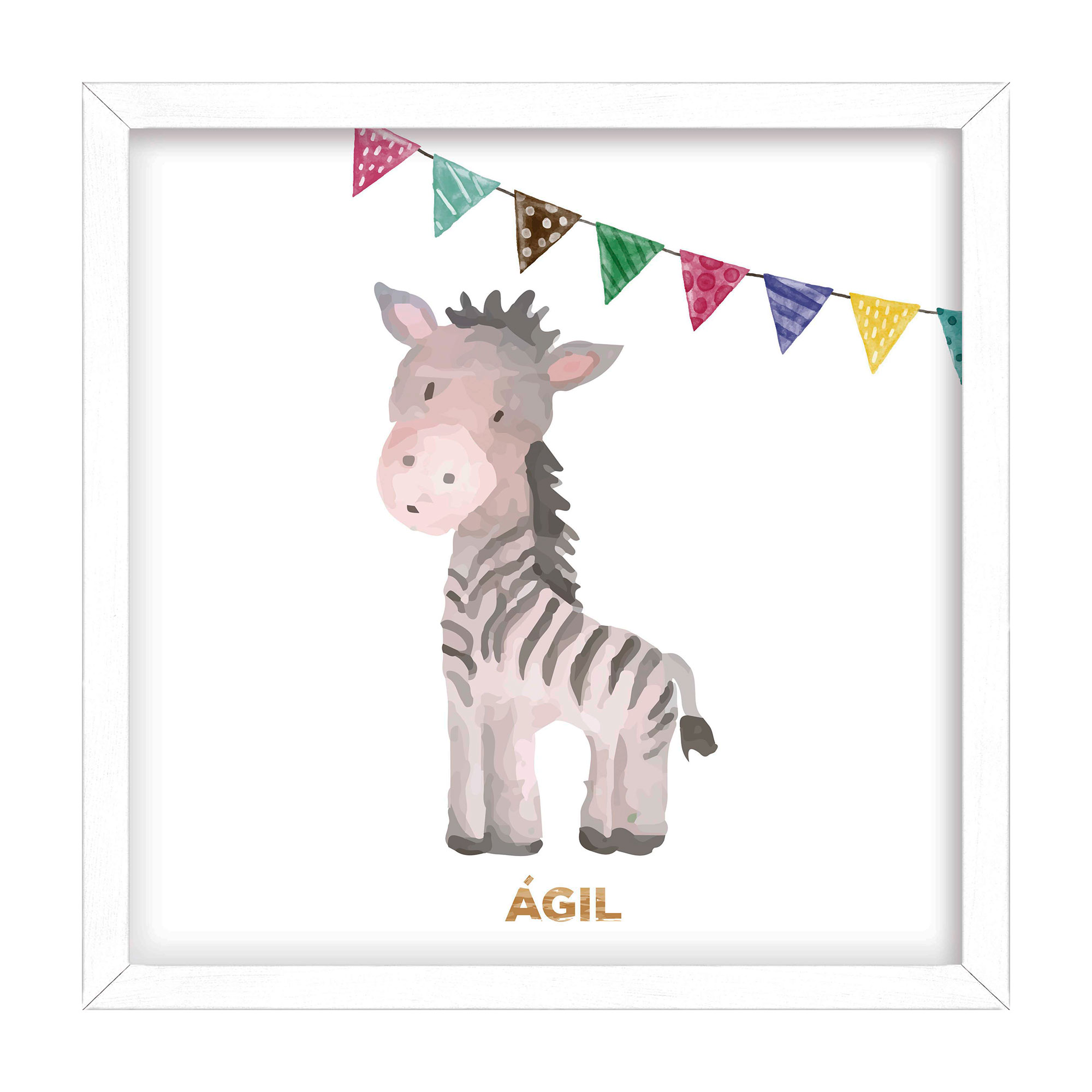 Cuadro Infantil Cebra 30x30 cm