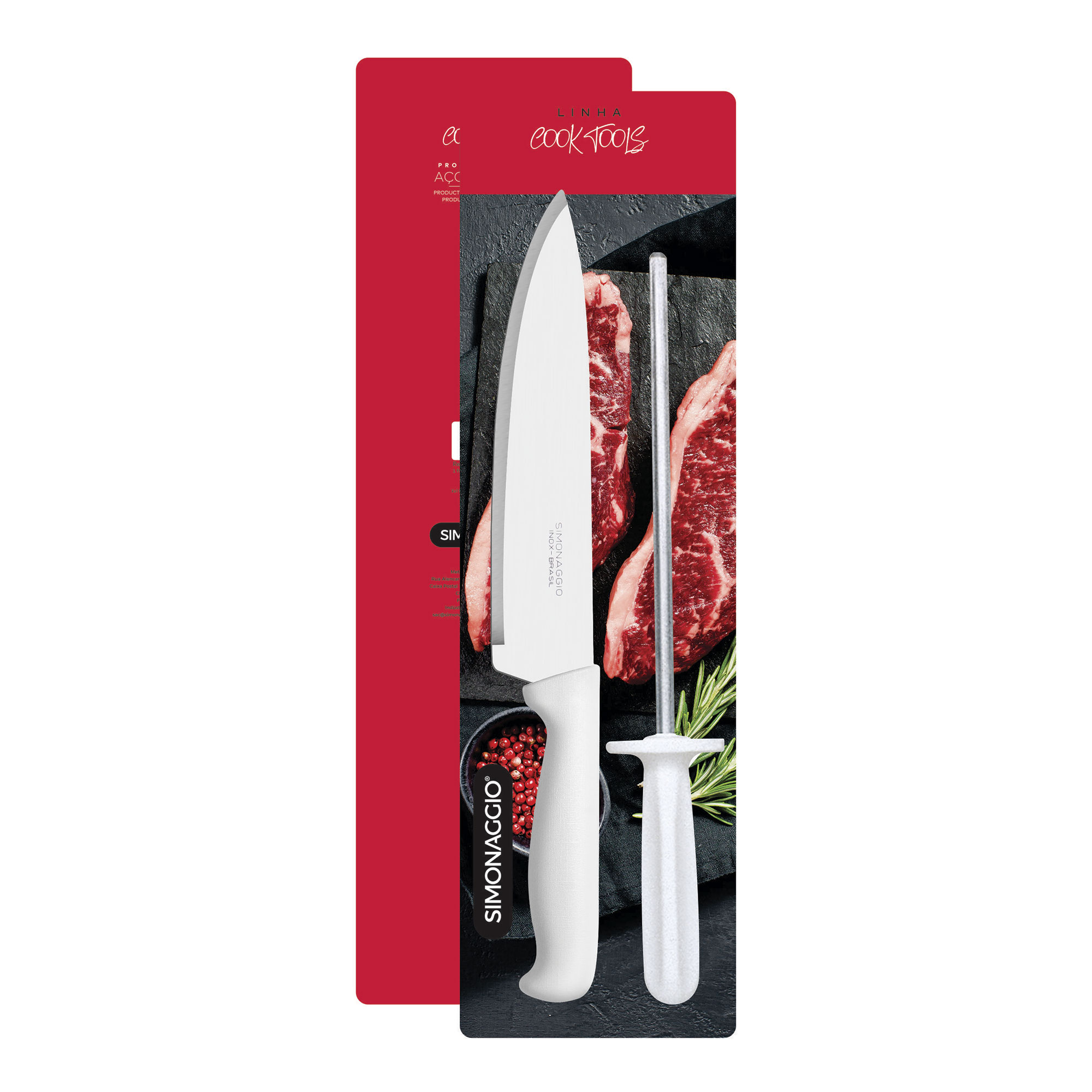 Set Cuchilla y Chaira Simonaggio Acero Inox.