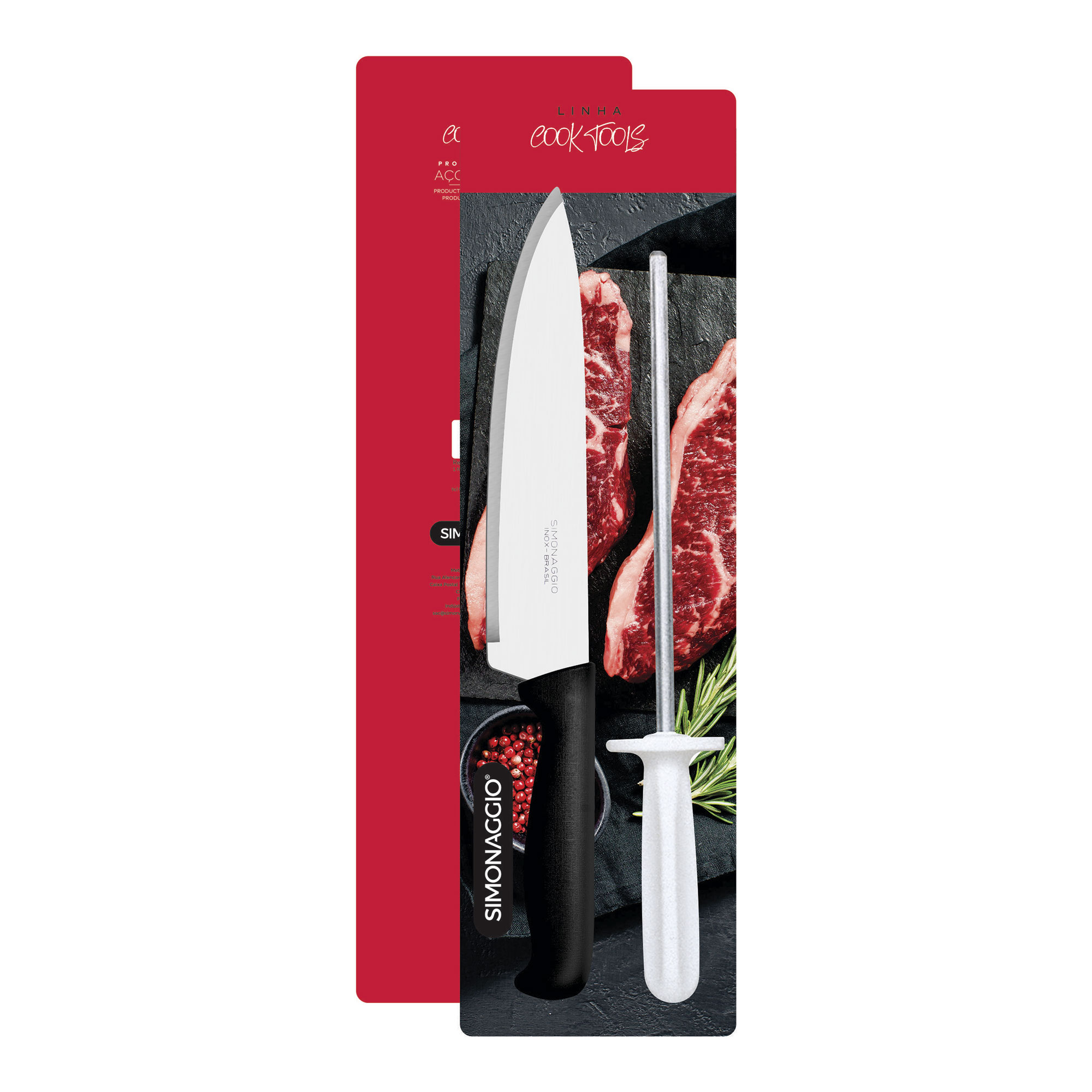 Set Cuchilla y Chaira Simonaggio Acero Inox.