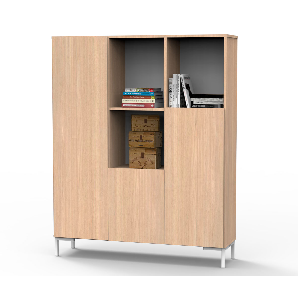 Biblioteca Dielfe 3 Puertas Roble Natural LOS110