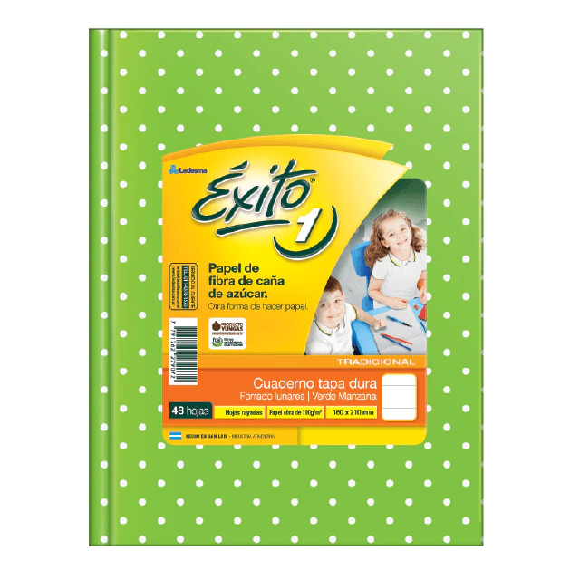 Cuaderno Éxito Rayado 48 Hojas 100 gr Lunares Verde