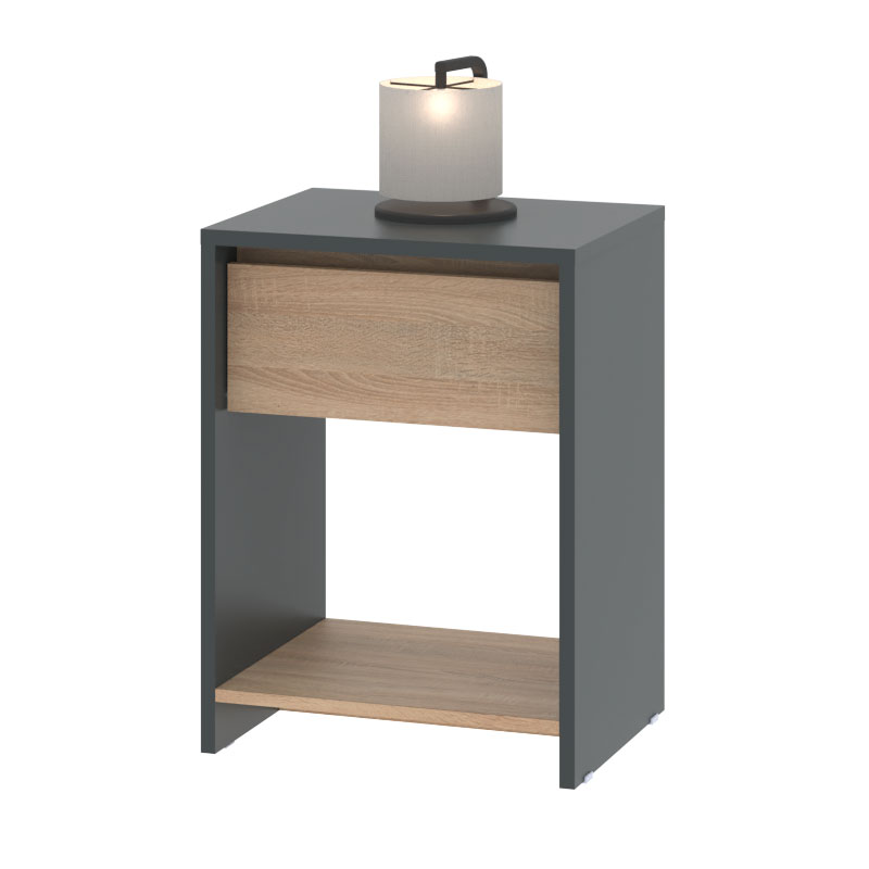 Mesa de Luz Dielfe 1 Cajón Niza Gris