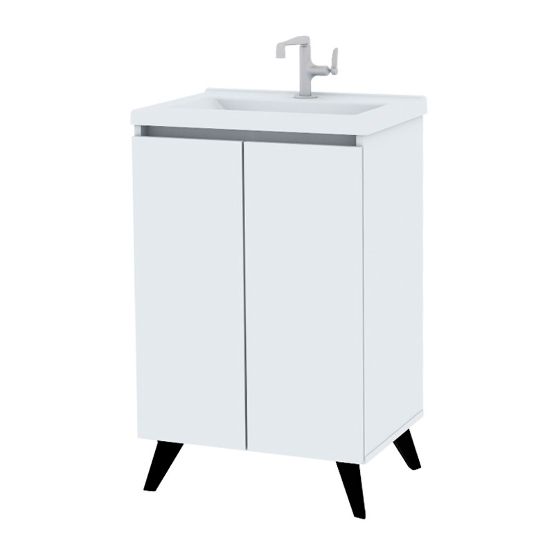 Vanitory con Patas Bacha Encastrable Centro Estant 82 cm Blanco