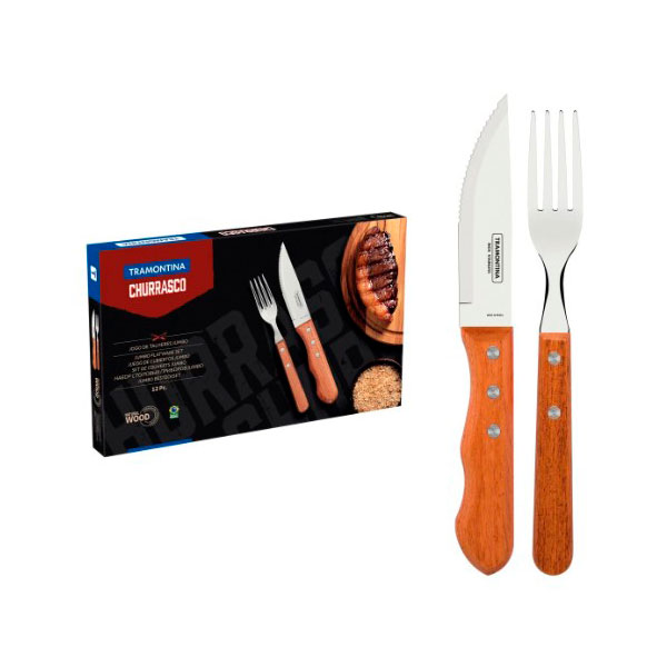Juego de Cubiertos para Asado Tramontina 12 Piezas Marrón