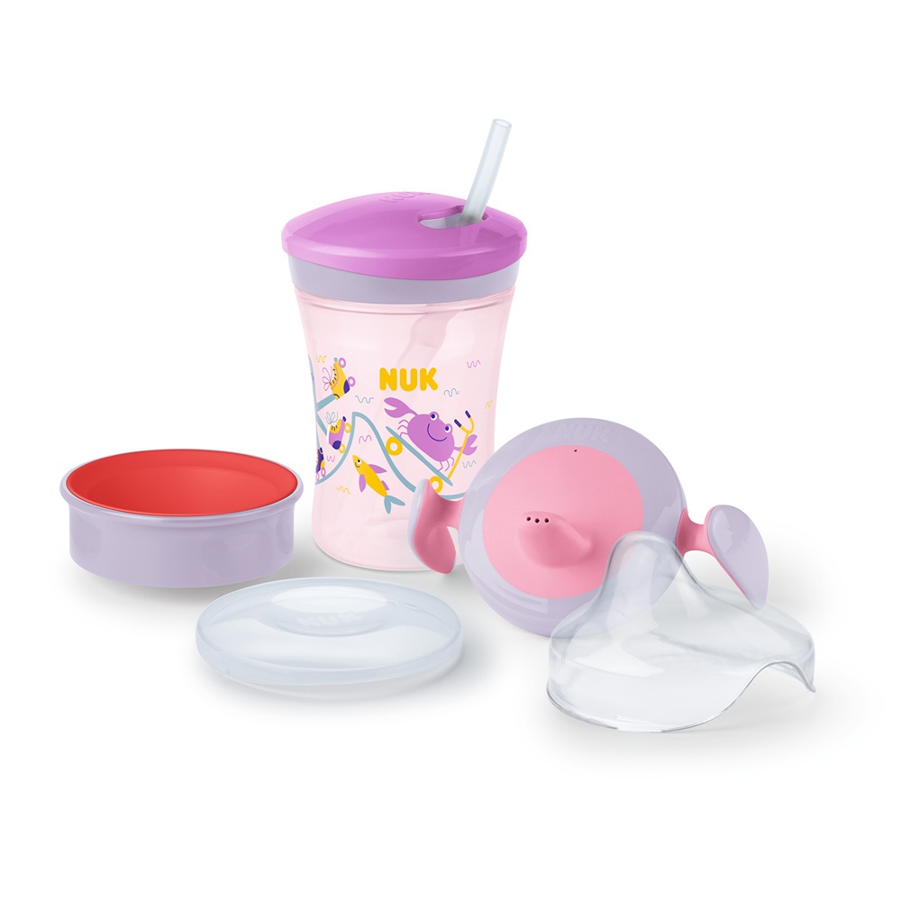 Set Vaso Nuk 230Ml Violeta y Rojo