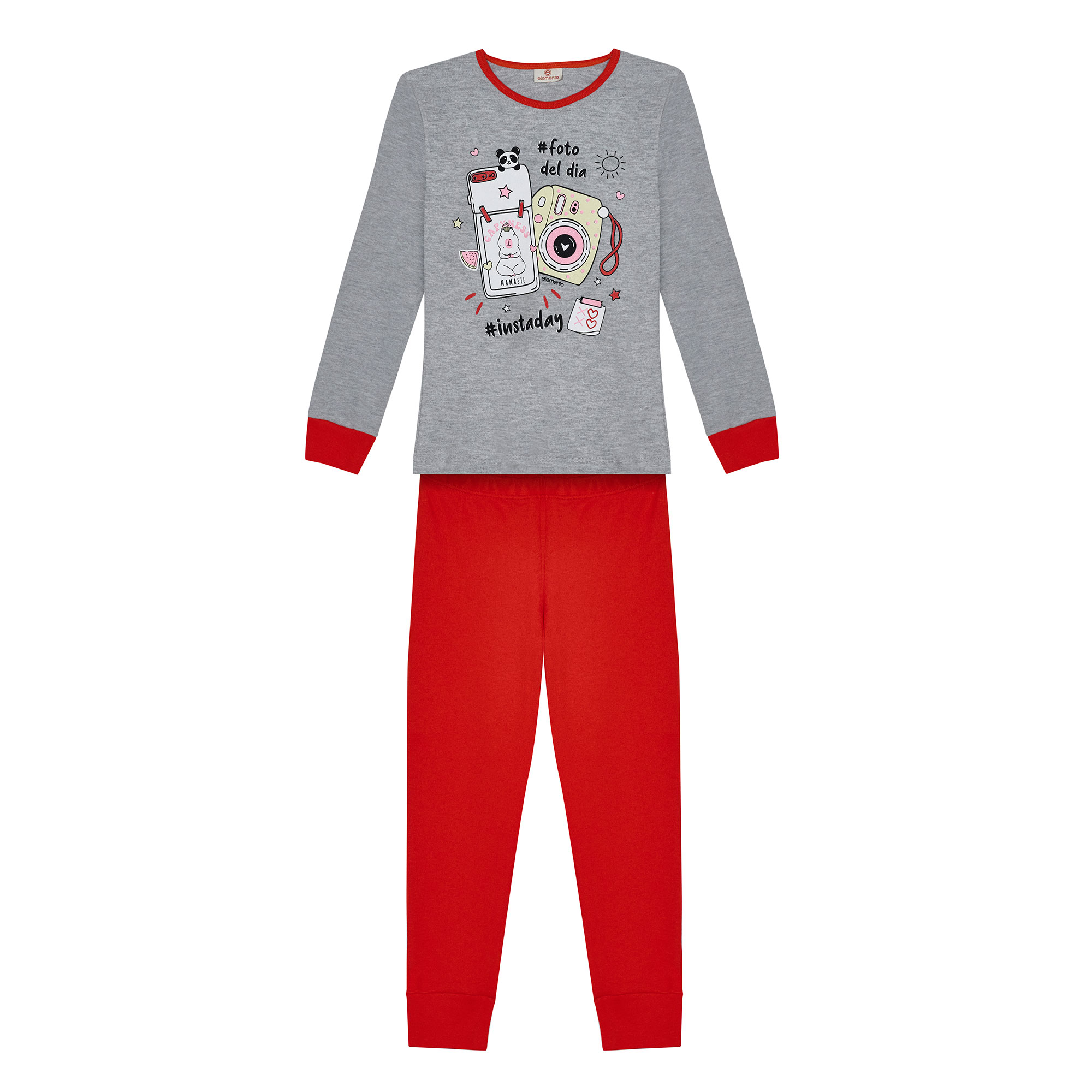 Pijama Niña Elemento Manga Larga Estampado Talle 2-16