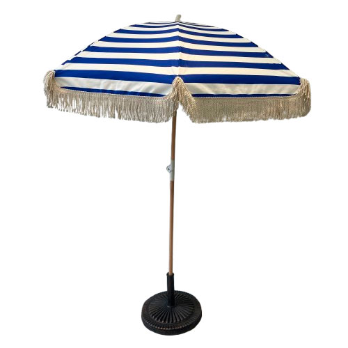 Sombrilla Rayada Azul con Flecos 2 Mts