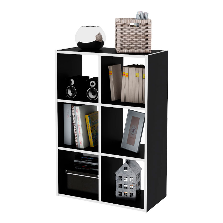 Organizador Centro Estant 6 Espacios Negro y Blanco