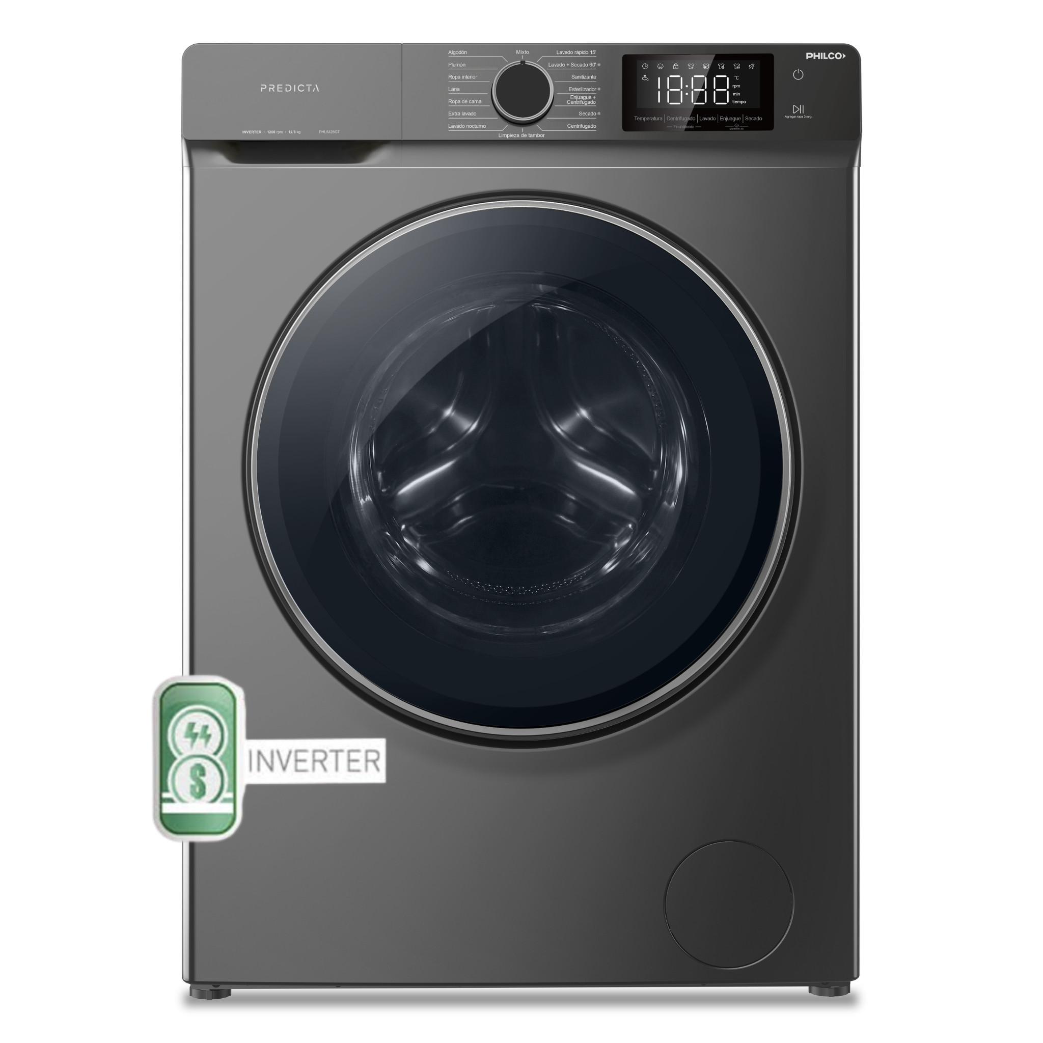 Lavasecarropas Inverter Philco Predicta Carga Frontal 12 Kg PHLS128GT