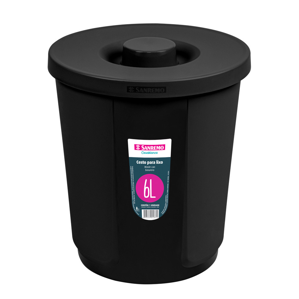 Cesto de Residuos Sanremo 6 Litros Negro
