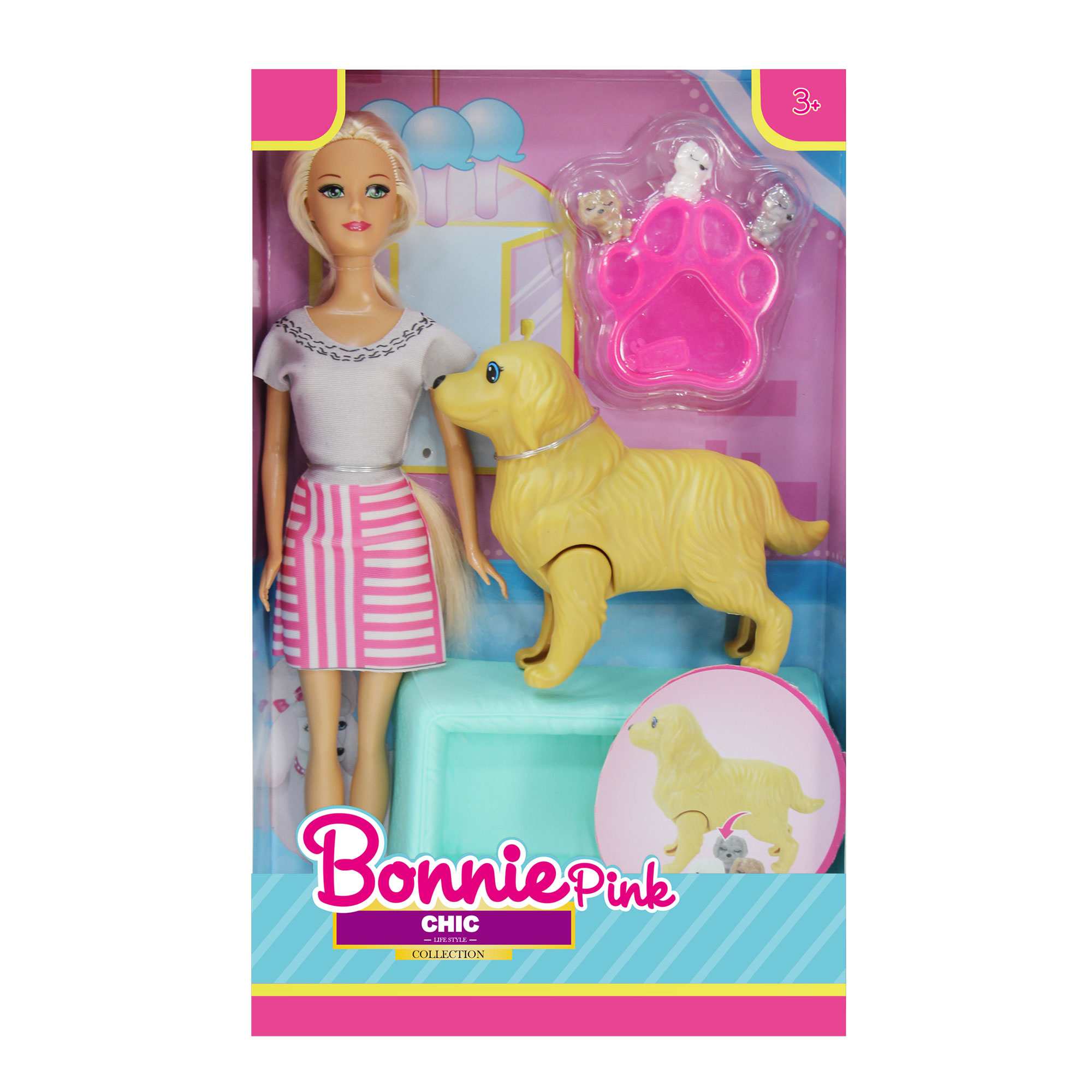 Muñeca Fashion y Su Mascota Bonnie Pink