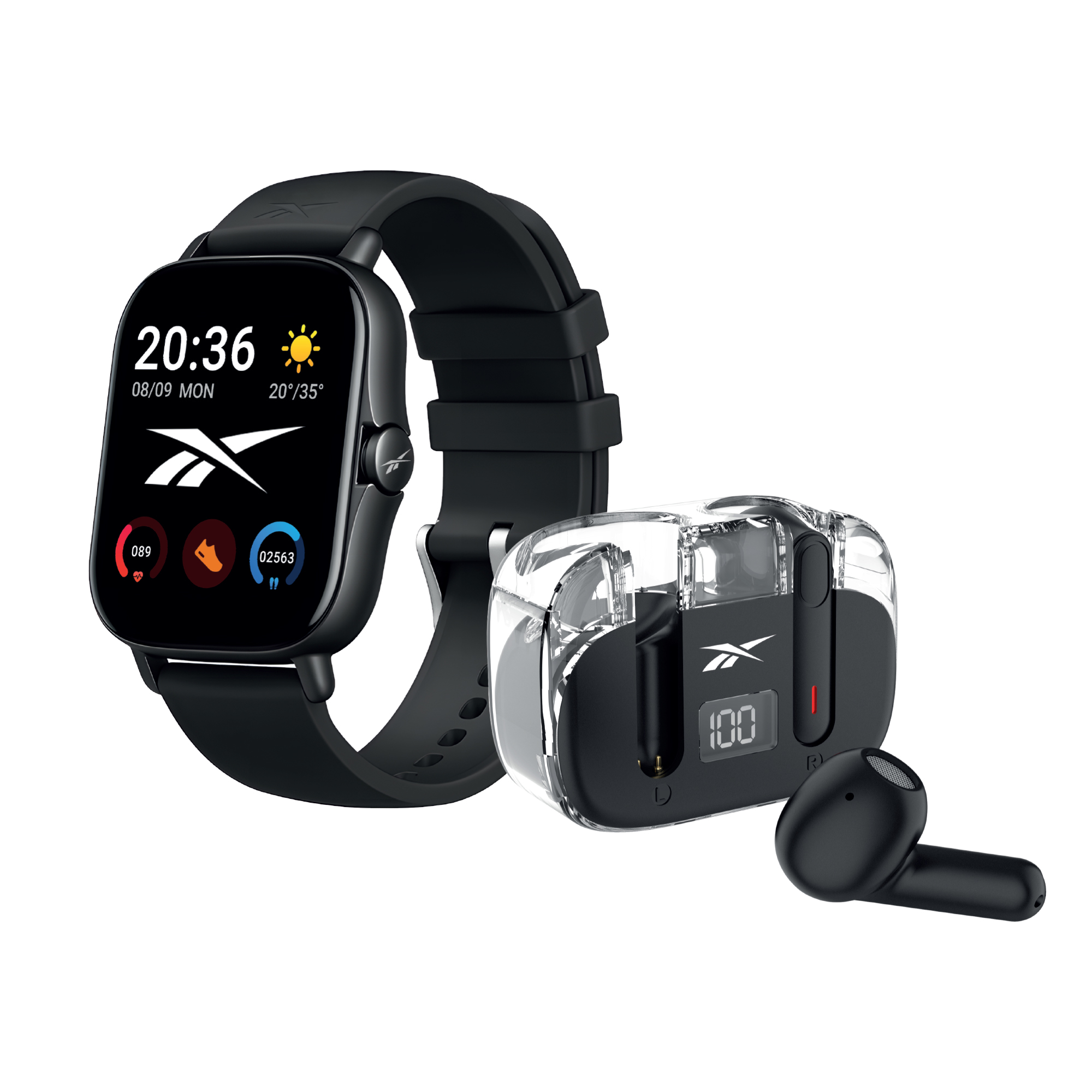 Smart Watch Reebok + Auriculares Active Pack Negro