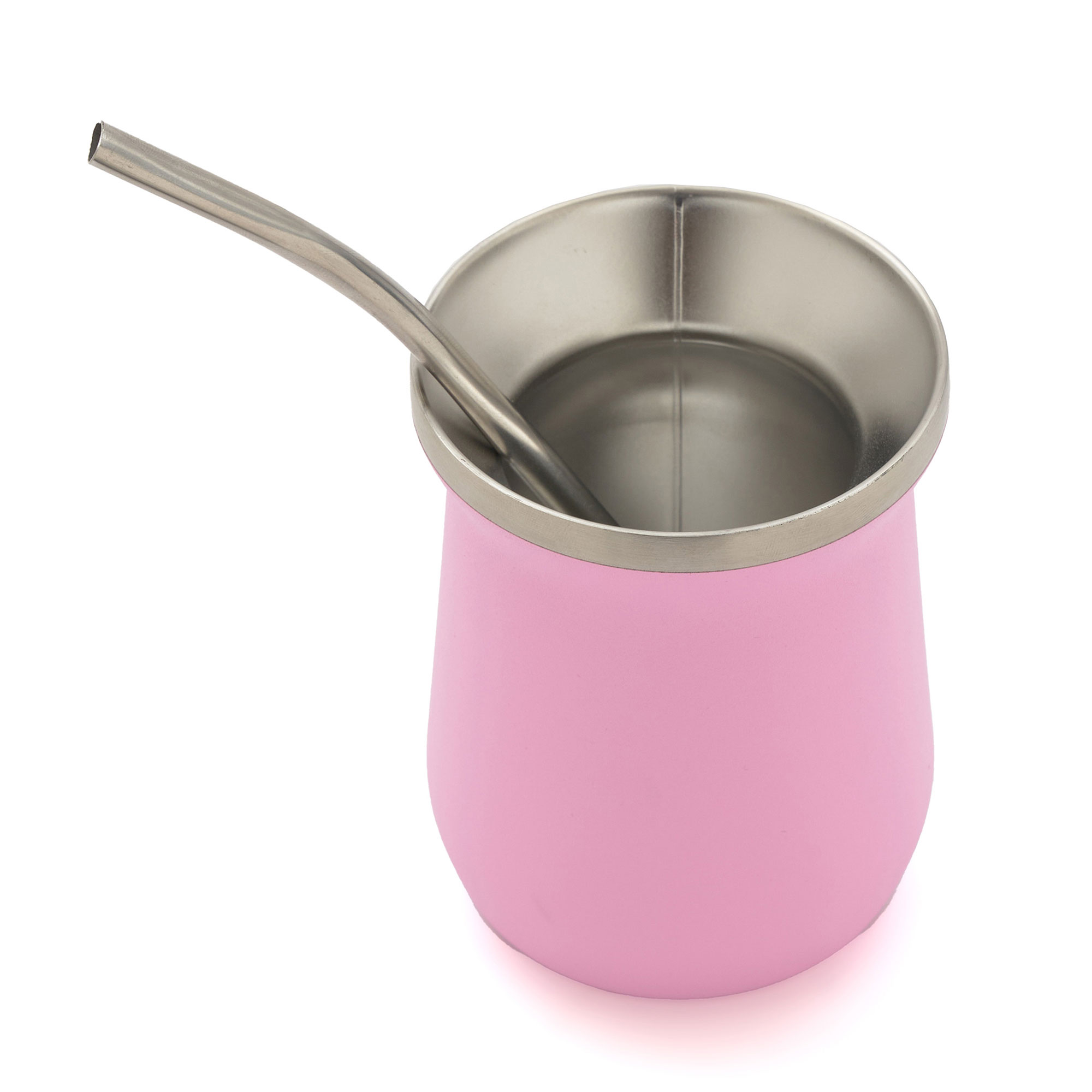 Mate con Bombilla Pampero 256ml Acero Inoxidable Rosa