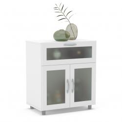 Despensero Bajo 2 puertas/1 cajón Vidrio Blanco 74x66x39 cm