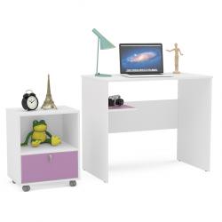 Escritorio + Cajónera Blanco/Rosa 1195