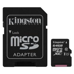 Memoria Kingston MicroSDHC 64 GB + Adaptador SD