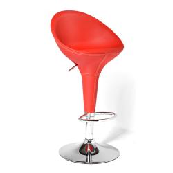 Banqueta alta con respaldo simil cuero Rojo