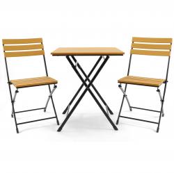 Set Mesa y Sillas Plegables Madera y Hierro