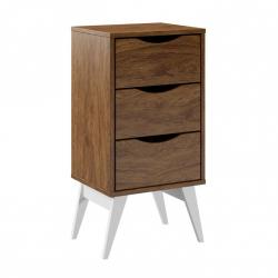 Mesa de Luz Madesa 3 cajones  Blanca y Rustica