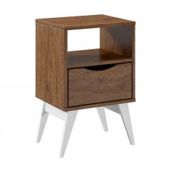 Mesa de Luz Madesa 1 cajón Blanca y Rustica