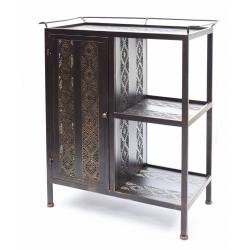 Mueble Metal con Puerta y Estante Marrón