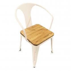 Silla Tolix XL Asiento Madera Blanca