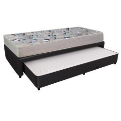 Combo Sommier Bicama Mussa 1 Plaza Negro + Colchón Superflex Plata Resortes 1 Plaza de Regalo.