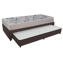 Combo Sommier Bicama Mussa 1 Plaza Marrón + Colchón Superflex Plata Resortes 1 Plaza de Regalo.