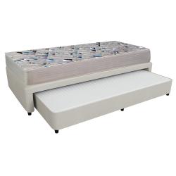 Combo Sommier Bicama Mussa 1 Plaza Crudo + Colchón Superflex Plata Resortes 1 Plaza de Regalo.