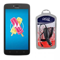 Combo Celular Motorola C Negro + Cargador Celular Mobo para auto Pichmotv8
