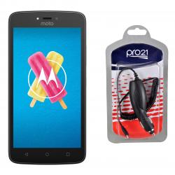 Combo Celular Motorola C Negro - Libre + Cargador Celular Mobo para auto Pichmotv8