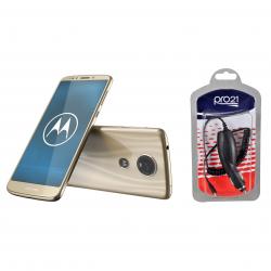 Combo Celular Motorola E5+ Dorado - Libre + Cargador Celular Mobo para auto Pichmotv8