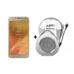Combo Celular Samsung J4 Dorado - Libre + Kit Monster: Parlante + Auriculares + Remera Oficial